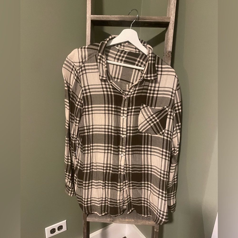 Lucky Brand Green Neutral Flannel